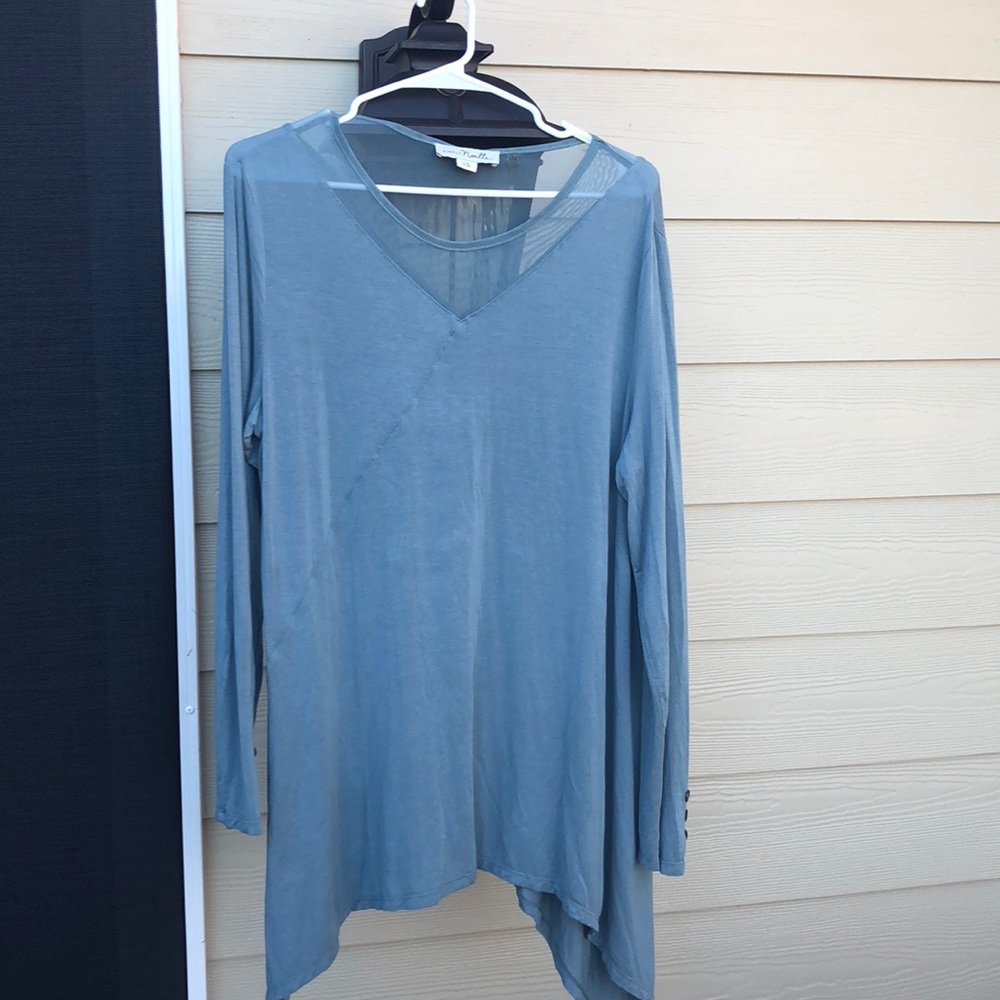 Simply Noelle blue green tunic top